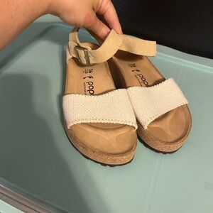 Papillio Cream and Tan Platform Canvas Sandals Sizw 5.5